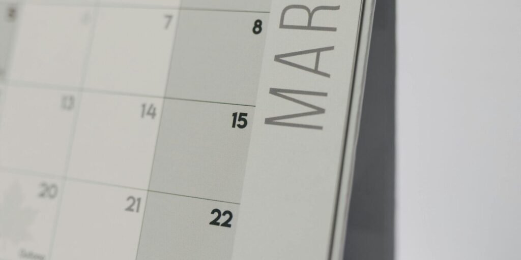 pexels-photo-29509484-29509484 Detailed view of a table calendar displaying the month of March.